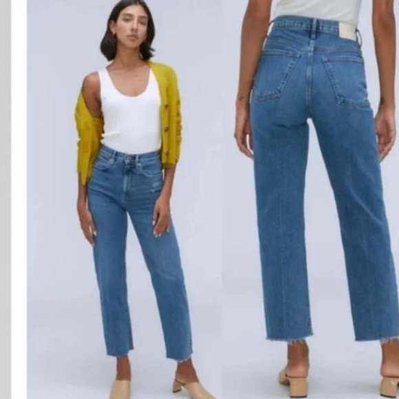 Everlane Denim - Everlane The Way High Denim Jean Organic Cotton Raw Hem 30 Long